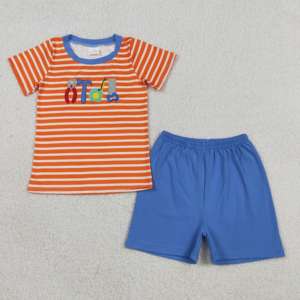BSSO1692 rts บูติก เสื้อผ้าเด็กผู้ชาย ชุดเสื้อผ้าพิมพ์ลายสตรอเบอร์รี่สีแดง ชุดเด็กขายส่ง ชุดแขนสั้น - Product Image 4