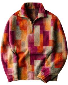 Suéter de Punto Personalizado para Hombre, Cuello Alto, Textura Acanalada, Color Gris Oscuro, Cálido, Informal, para Invierno, OEM Personalizado - Product Image 1