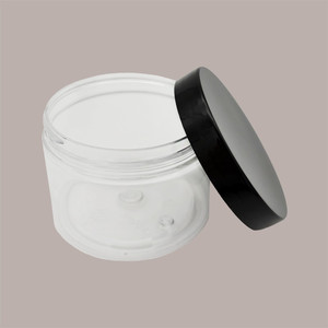 20 Piece Clear PET 150ml <b>Jar</b> with Glossy Black <b>Screw</b> <b>Top</b> Lid Cylinder Shape for Skin Care Cream Loose Powder or Ice Cream - Product Image 4