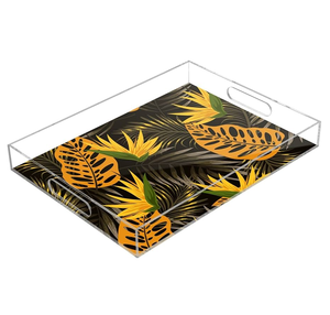 Nouvelle arrivée plateau de service en acrylique plateau imprimé de fleurs plateau de rangement fait main d'excellente qualité - Product Image 4