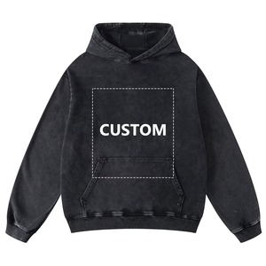 Sweat-shirt à capuche en coton 380G pour hommes personnalisé, pullover à motif imprimé DTG sportif délavé pour l'automne/hiver - Product Image 2