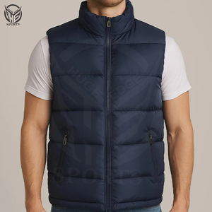 Gilet d'hiver pour homme, fermeture éclair, vêtement d'extérieur, 100% polyester, écologique, coupe-vent, séchage rapide, vêtement tendance - Product Image 1