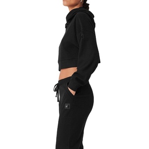 Women's 2025 Loose Casual Hooded Yoga Activewear Unisex Threaded Gym Workout Sweatsuit Plus Size XL Fleece Streetwear <b>Tracksuit</b> - Product Image 2