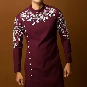 Resham Embroidery on Stylish Maroon Kurta & <b>Black</b> <b>Pant</b> Dress with Embellished Crystal Glass Beads,glass Stone,dabka <b>Work</b>@2024 - Product Image 1