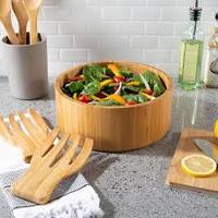 Nouveaux bols à salade ronds en bambou faits à la main, style minimaliste, durables et écologiques, pour la cuisine à domicile