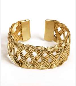 Pulseras de Joyería de Moda de Acero Inoxidable con Baño de Oro de 18K, Tejido Abierto, Resistentes al Agua y al Deslustre, para Mujer, a la Moda - Product Image 3