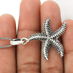 Colgante de estrella de mar, diseño único, Plata de Ley 925 oxidada, joyería Bohemia hecha a mano para mujer y hombre, precio directo de fábrica - Product Image 3