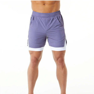 Short d'entraînement décontracté pour hommes Poches avant solides et écologiques Doublure de compression plus douce et plus douce mi 100% polyester - Product Image 6