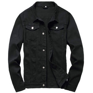 New Style <b>Men's</b> Large Size <b>Denim</b> <b>Jacket</b> Casual Style Personality Fashion <b>Denim</b> <b>Jacket</b> Male Solid <b>Black</b> Color - Product Image 1