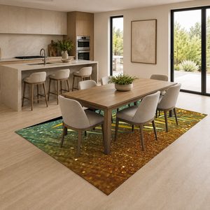 Alfombra de Área Chenille Lavable a Máquina con Estampado Digital Tradicional Anatolia en Beige Marrón, Antideslizante, Modelo LXDP-0823 de RUGS DEPOT, Venta al Por Mayor - Product Image 4