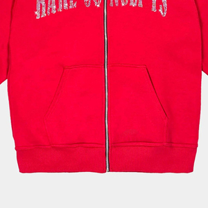 Sudadera con capucha de manga larga con cremallera para hombre, nueva moda de algodón sólido 100%, sudadera de lona térmica, lavado ácido y bordado, ajuste holgado - Product Image 4