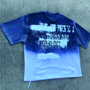 T-shirts en tissu éponge personnalisés de haute qualité en gros, 350g, 100% coton, épais, coupe oversize, impression silicone, col rond, respirant, séchage rapide - Product Image 6