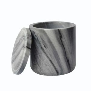 Pot de bougie en marbre avec un design minimal idéal pour les expositions de parfums et de cadeaux de spa - Product Image 1