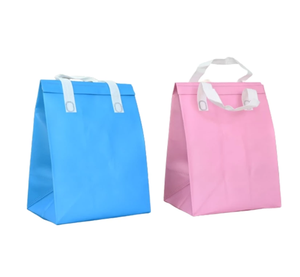 Bolsa de asas no tejida ecológica con logotipo personalizado Bolsas de comida reutilizables con mango aislado a la moda - Product Image 1