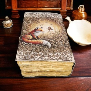 400 Page grand renard Vintage fait à la main en cuir Journal Grimoire gros journal livre de sorts vierges d'ombres cadeaux de noël célestes - Product Image 6