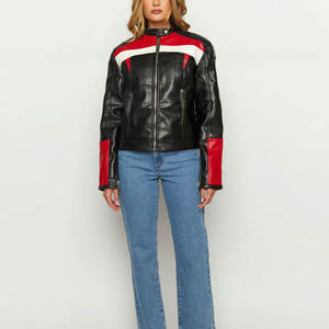 Vestes en cuir à la mode pour femmes de couleur unie et à motif solide Vestes en cuir à la mode pour femmes - Product Image 6