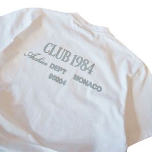 Atelier Dept t-shirt bianca Unisex 250GSM di lusso in cotone rilassato con serigrafia stampata Club 1984 Monaco Premium Streetwear Casual