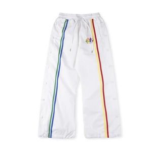 Pantalon cargo décontracté à double boutonnage rayé pour homme, broderie, coupe droite, ample, baggy - Product Image 5