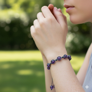 Bracelet ajustable en or fait main, fil noué, perles d'améthyste, bijoux de mode pour femmes et hommes, anniversaires, mariages, fêtes - Product Image 4