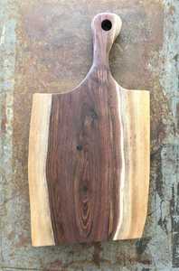 Planche de service moderne en bois avec poignée Planche à découper en bois d'acacia et marbre Planches à découper de cuisine naturelle pour le fromage Viande Pain - Product Image 3