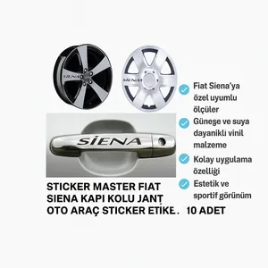 Ensemble d'autocollants pour voiture Fiat Siena, 10 pièces, autocollants pour poignée de porte et jante de roue, Master - Product Image 3