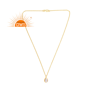 Última Venta de latón 18K chapado en oro Natural perla piedra preciosa colgante collar Demi joyería fina para mujer regalo para ella - Product Image 4