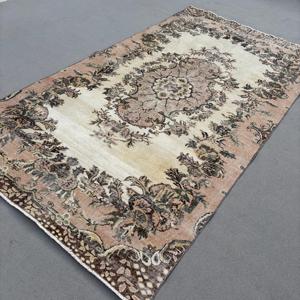 Vintage Turkish Rug, 5.4x9.9 ft Rug, <b>Brown</b> Moroccan <b>Wool</b> Rug - Product Image 2