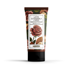 Gel de ducha Ulrich Italian Brand Almond Milk & Rose en tubo de 200 ml, producto cosmético regenerador e hidratante para distribuidores. - Product Image 1