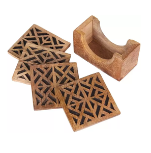 Table Decoration <b>Wood</b> Coaster Tabletop <b>Wood</b> <b>Placemats</b> Coaster for Drink with Heart Design Most Selling - Product Image 2