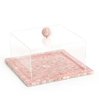 Plateau de service en coquillages naturels avec couvercle en acrylique et incrustation de nacre, couleur personnalisable, pour usage domestique ou en restaurant, idéal pour le chocolat