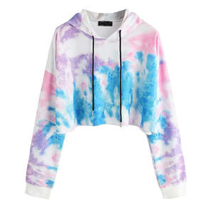 Best-seller Top court imprimé tie dye pour femmes Vêtements de sport à capuche col décontracté sweat à capuche d'hiver pour l'extérieur à bas prix - Product Image 3
