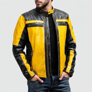 Vestes de motocycliste pour hommes Veste en cuir véritable de vachette véritable Manteau de motard pour hommes - Product Image 3