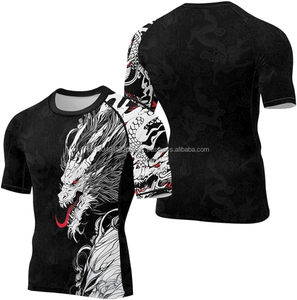 <b>Dragon</b> Men's Short Sleeve Compression Shirt Baselayer Skin Performance Fit Rash Guard for MMA BJJ Jiu Jitsu - Product Image 1