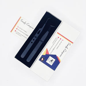Pinzas de pestañas negras profesionales más vendidas, punta de fibra de acero sostenible, herramienta de extensión de pestañas recubierta de Color mate para belleza - Product Image 4