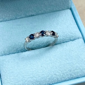 Hermoso conjunto de 7 puntas de piedra, zafiro azul y corte redondo, anillo de diamante cultivado en laboratorio, joyería personalizada, hermoso regalo para mujeres - Product Image 3