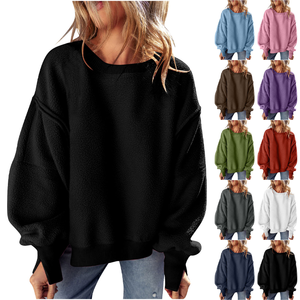 Suéter de Punto para Mujer, Manga Murciélago, Estampado, 100% Algodón, Bordado Sólido en la Parte Delantera, Informal, Invierno, Ecológico - Product Image 5