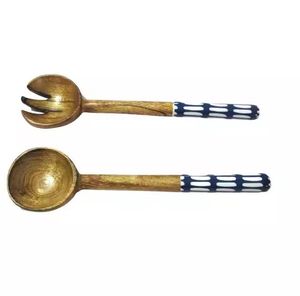 Ensemble élégant de service à salade en bois de manguier émaillé le plus exigeant pour la maison et le restaurant pour les mariages et la décoration de vaisselle - Product Image 4