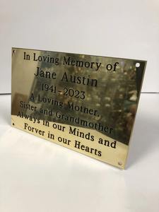 Personalized Polished Laser Engraved Brass <b>Memorial</b> Name Plate for Wall Tribute Remembrance <b>Plaque</b> Bulk Supplier - Product Image 5