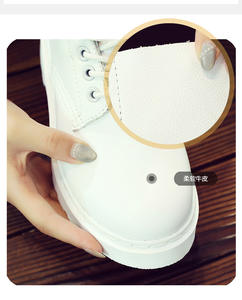 Vente en gros Bottes <span class=keywords><strong>Martin</strong></span> imperméables pour dames Bottes en cuir blanc solide pour l'extérieur Bout rond pour femmes Chaussures décontractées - Product Image 4