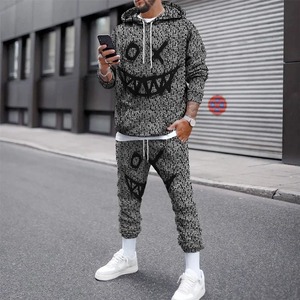 Conjunto de Sudadera con capucha impresa en 3D para hombre, conjunto de dos piezas de pantalones deportivos informales para correr, ropa de hombre de algodón hip-hop de otoño e invierno - Product Image 4