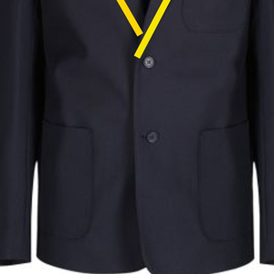 El blazer para niños Ark Alexandra viene en color azul marino con ribete dorado y forro interior azul marino. - Product Image 3