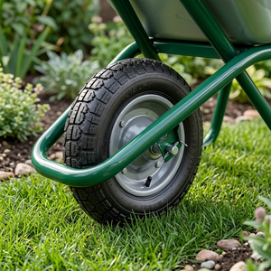 Best Sell Galvanized Heavy Duty Durable <b>Wheelbarrow</b> Green Frame Steel Tray 0.7mm 100L 200kg Pneumatic Tire for Garden - Product Image 3