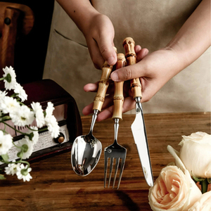 Ensemble de couverts en acier inoxydable avec poignée marron couverts argenterie élégants pour cuisine, salle à manger, ustensiles de maison et fournitures de table - Product Image 5