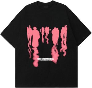 Camiseta de punto de ajuste extragrande informal de verano para hombre al por mayor 100% algodón orgánico estampado llamativo logotipo personalizado camiseta de calle - Product Image 1