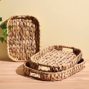 Plateaux de service pour le petit-déjeuner, thé et café, vente en gros, plateau de rangement en jacinthe d'eau naturelle, prêt à être expédié - Product Image 3