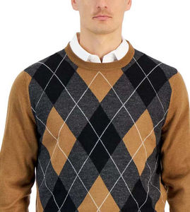 เสื้อสเวตเตอร์ Argyle สำหรับผู้ชายเสื้อสเวตเตอร์น้ำหนักเบากันรอยยับสำหรับผู้ชาย - Product Image 3