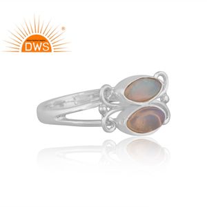 Dernière conception bague de déclaration en argent sterling fin opale éthiopienne naturelle avec pierres précieuses fabricant de bijoux personnalisés - Product Image 3