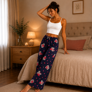 Pantalon de détente personnalisé pour femme, rayé, à manches courtes, coupe large, respirant, taille élastique, en satin de viscose, fabriqué en Turquie - Product Image 3