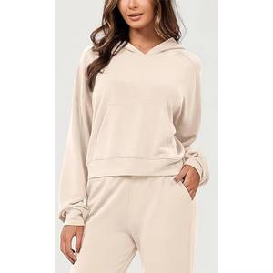 Women's High Quality Pullover Hoodie with Lace Decoration Custom Logo Winter Sweatshirt Washed Technique Crop Top Hoodie - Product Image 3