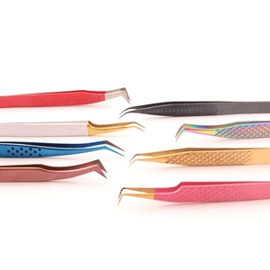 Pinzas de extensión de pestañas de acero inoxidable de etiqueta privada Bolsa de peso ligero Embalaje Agarre suave Punta puntiaguda - Product Image 4